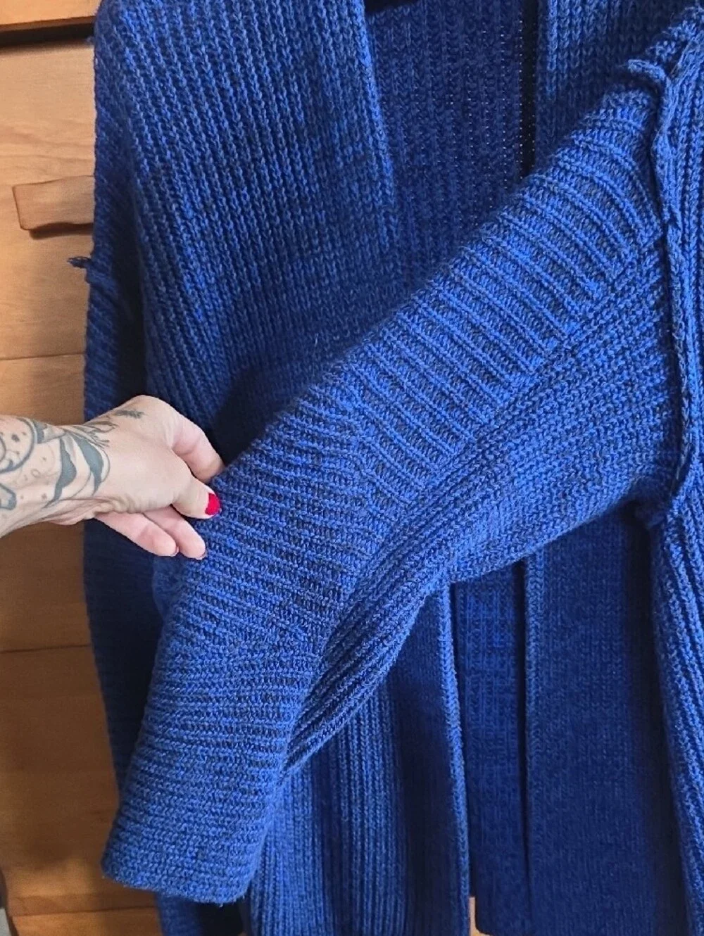 Free People Nightingale Cardi Sapphire Blue Oversized Cardigan M